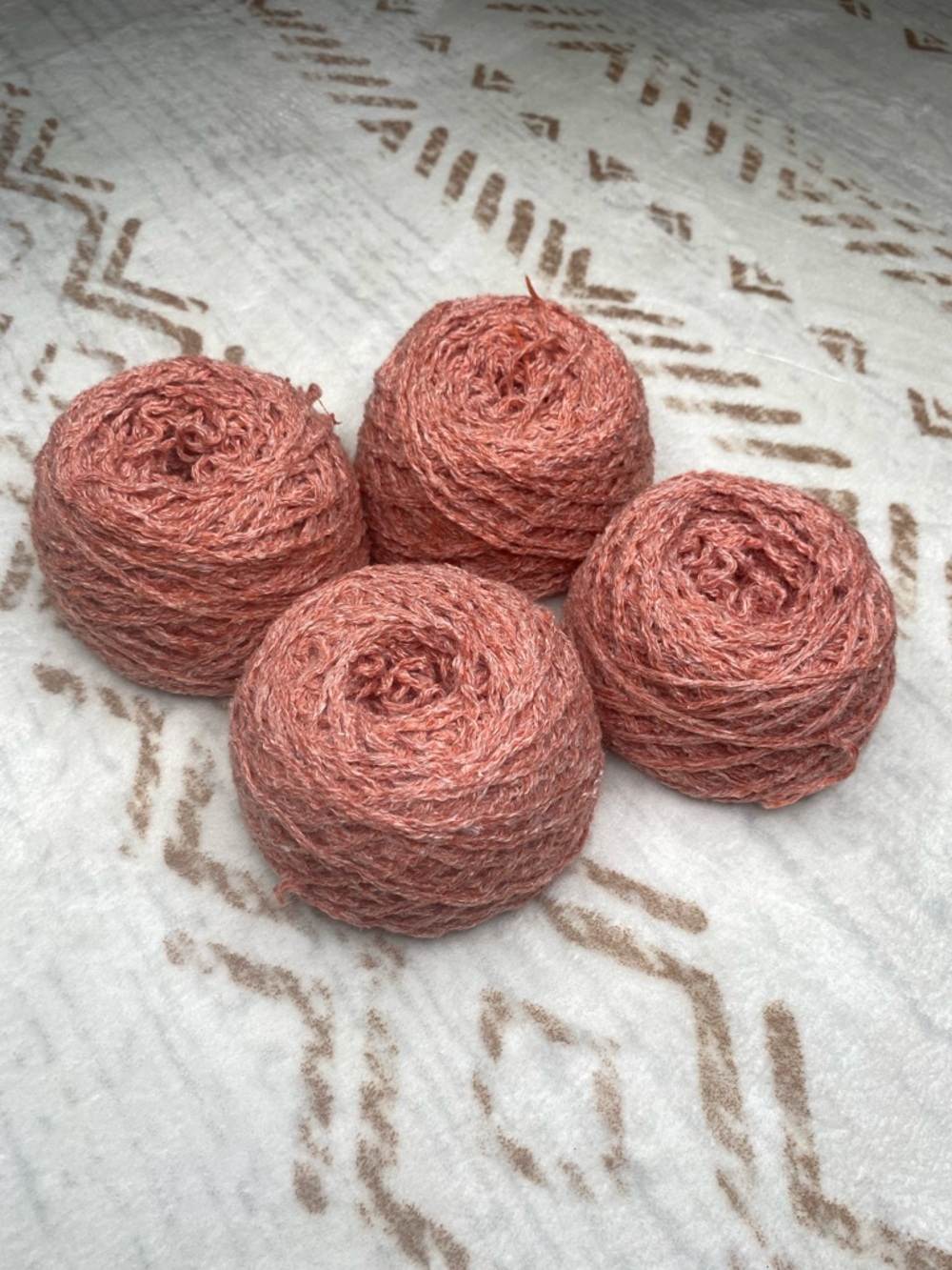 Handspun Yarn Cakes (4) in Dusty Coral Pink Recycled Double Strand 300G Total